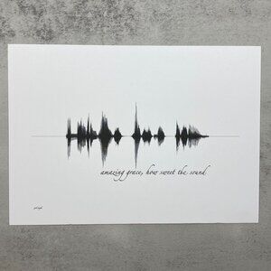 NEW Amazing Grace Soundwave Wall Art Print 5x7in Black White Christian Hymn